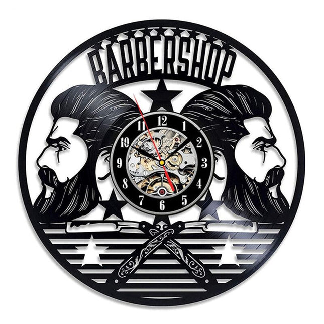 Barbershop vinyl väggklocka för salong