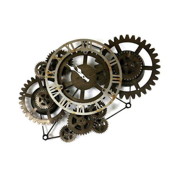 Stor steampunk väggklocka med kugghjul