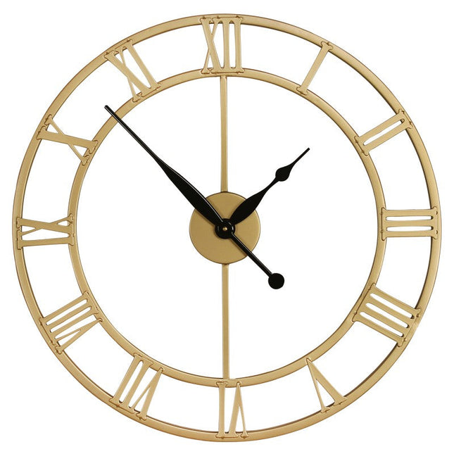 Stor gyllene väggklocka i metall