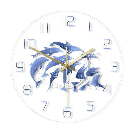 LED väggklocka med hoppande delfiner