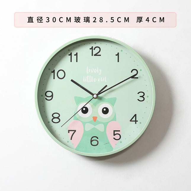Rund väggklocka med kanin för barn