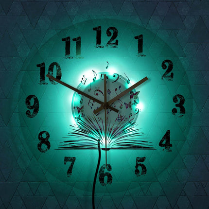 Akryl LED väggklocka med musikbok