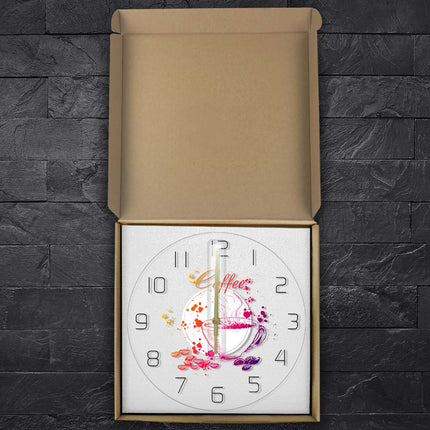 Dekorativ LED väggklocka med kaffemotiv