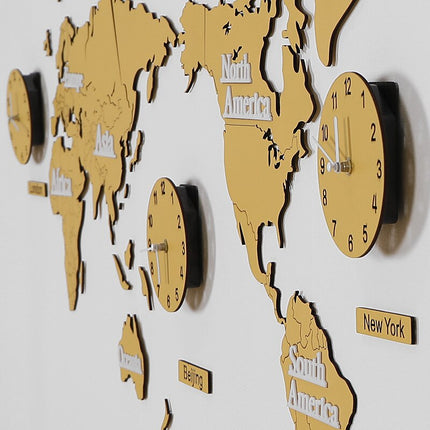 Originell väggklocka världskarta för vardagsrum