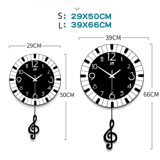 Väggklocka med design av musiknoter