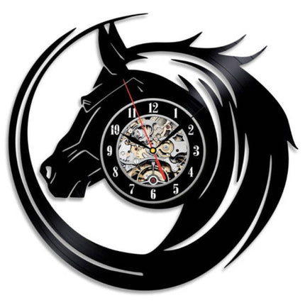 Väggklocka i vinyl med hästsilhuett