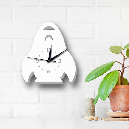 Vit väggklocka raket för barnrum