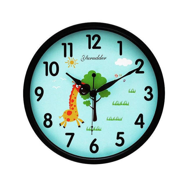 Rund väggklocka med giraff för barn
