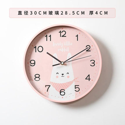 Rund väggklocka med kanin för barn