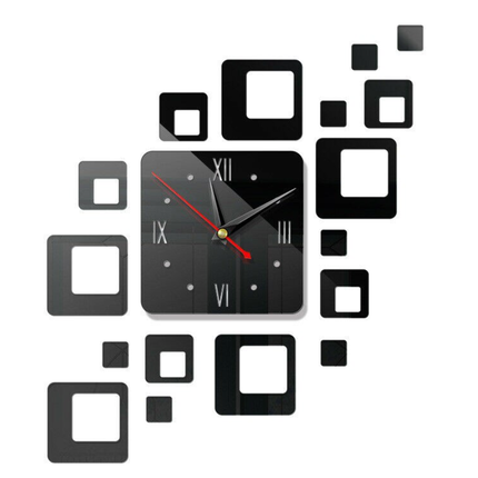 Fyrkantig design väggklocka med spegeleffekt