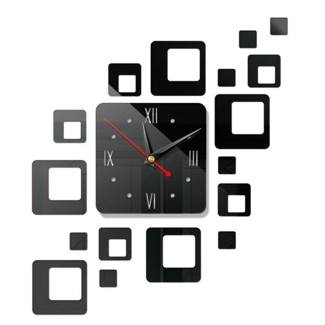 Fyrkantig design väggklocka med spegeleffekt