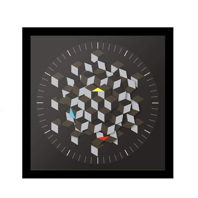 Väggklocka med optisk 3D-illusion