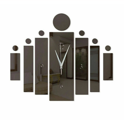 Rektangulär väggklocka med spegeldekoration