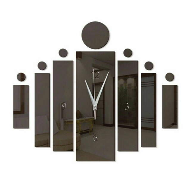 Rektangulär väggklocka med spegeldekoration