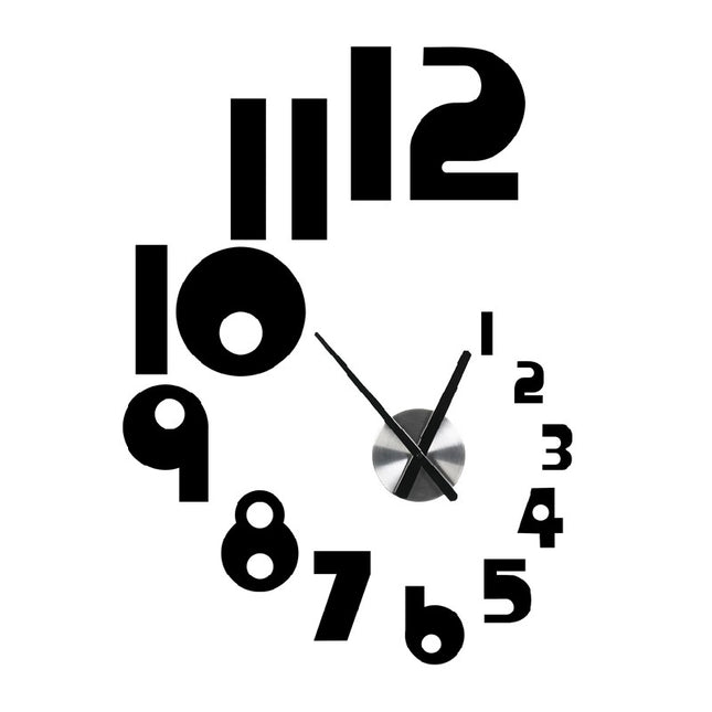 Stor svart väggklocka med klistermärken