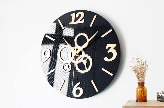 Väggklocka Industriell Design med Kugghjul