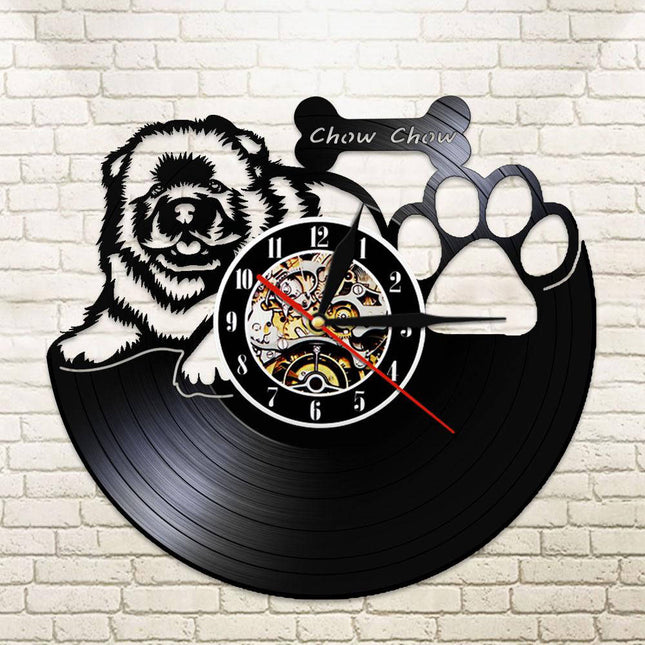Unik vinylklocka med Chow Chow hund