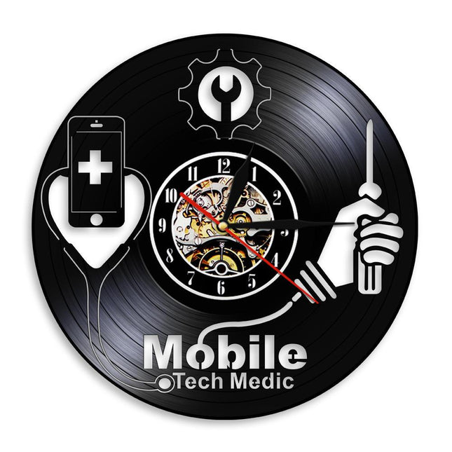 Vinylklocka med medicin och teknik motiv