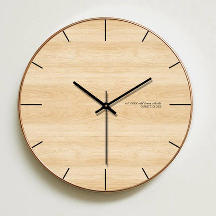 Minimalistisk rund väggklocka i trä