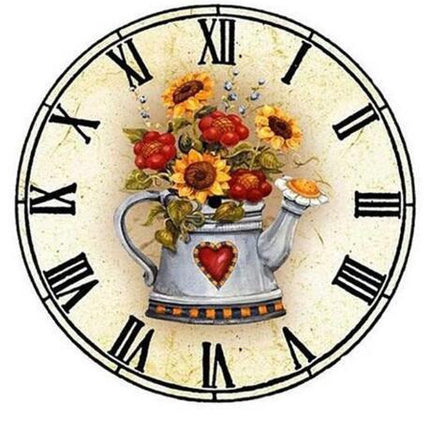 Väggklocka i lantlig stil med blommor