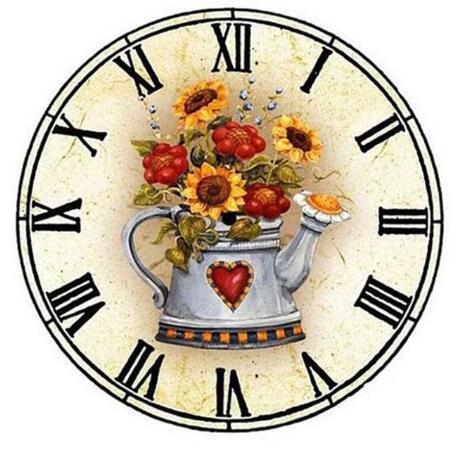 Väggklocka i lantlig stil med blommor