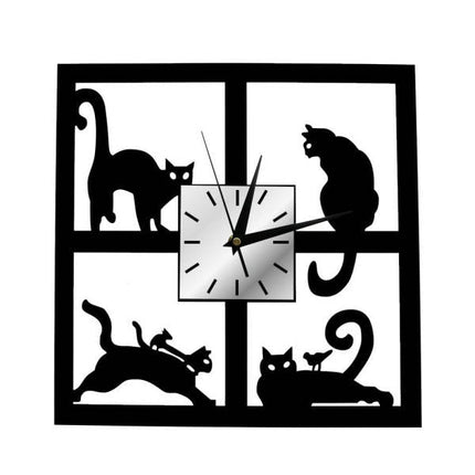 Kvadratisk väggklocka med kattsiluetter