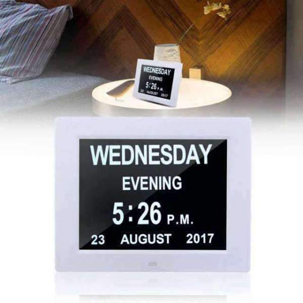Digital kalenderklocka med dag och datum