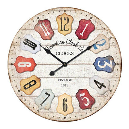 Stor färgglad väggklocka i retrostil