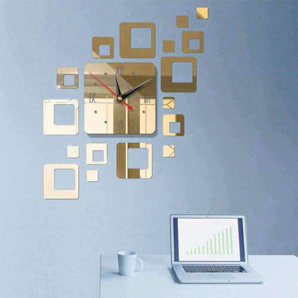 Fyrkantig design väggklocka med spegeleffekt