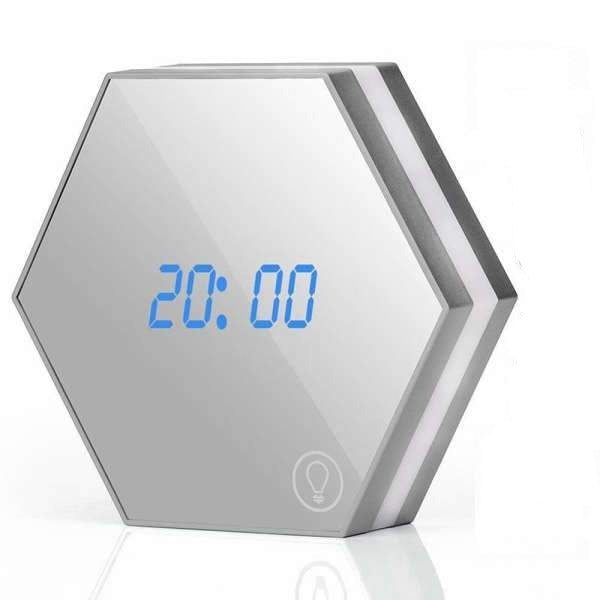Futuristisk digital väggklocka med spegel
