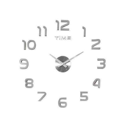 Stor tyst DIY väggklocka silver