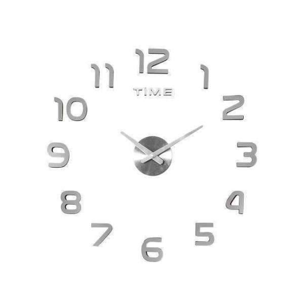 Stor tyst DIY väggklocka silver