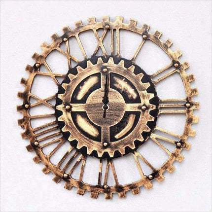 Stor industriell väggklocka med kugghjul