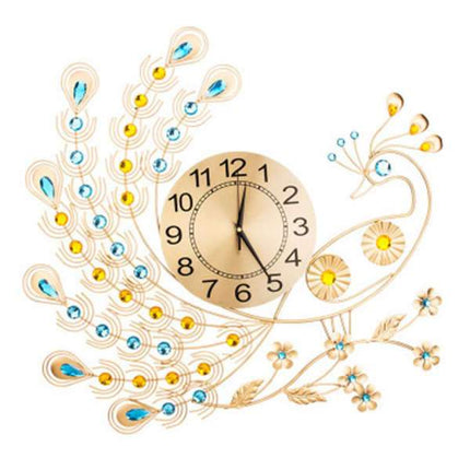 Väggklocka påfågel i smidesjärn design