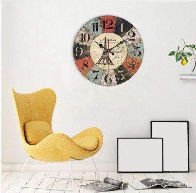 Färgglad Paris väggklocka med Eiffeltornet