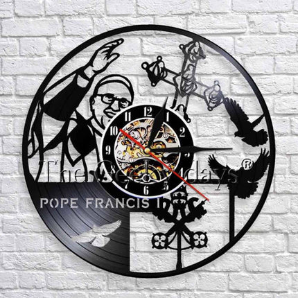 Väggklocka vinylskiva med Påve Franciskus