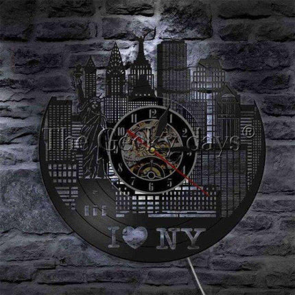 Vinyl väggklocka med NYC skyline