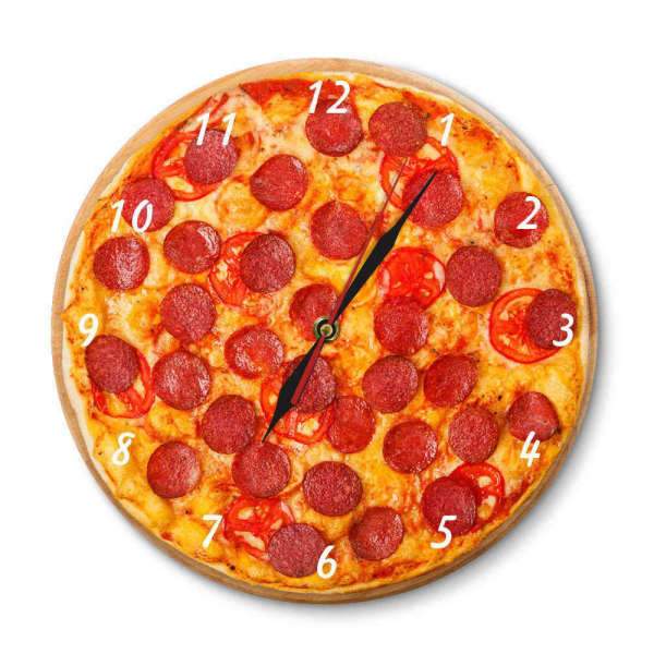 Rolig väggklocka för köket pizzadesign