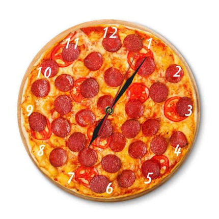 Rolig väggklocka för köket pizzadesign