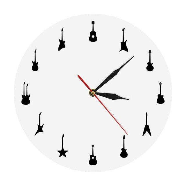 Design väggklocka med olika gitarrer