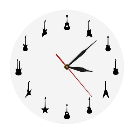 Design väggklocka med olika gitarrer
