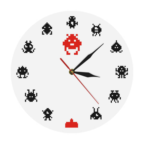 Retro väggklocka med pixel spel design