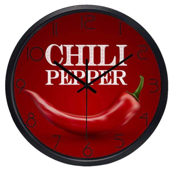 Väggklocka med chilipeppar för köket