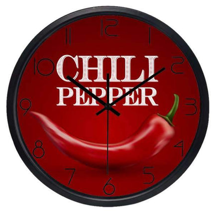 Väggklocka med chilipeppar för köket