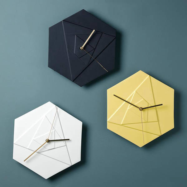 Hexagon Väggklocka 3D Skandinavisk Design