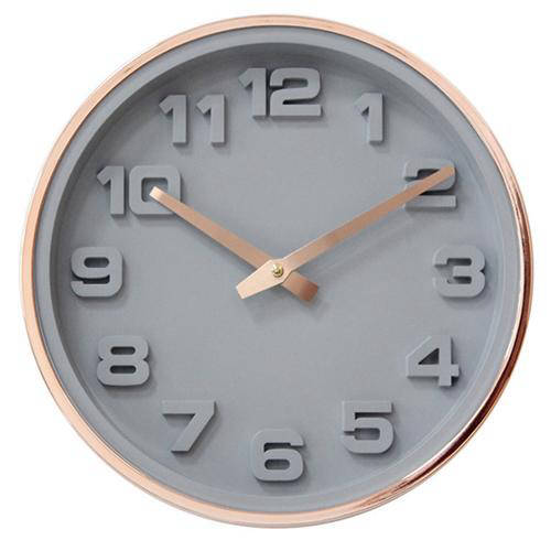 Grå Väggklocka med 3D-siffror