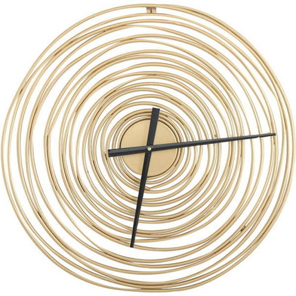 Guldfärgad spiral väggklocka i metall
