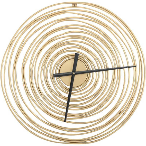 Guldfärgad spiral väggklocka i metall