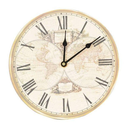 Väggklocka med gammaldags världskarta
